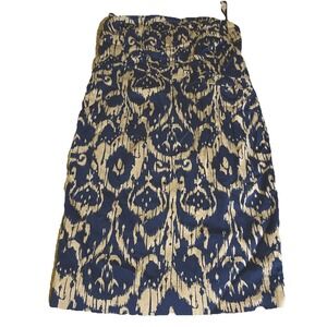 Michael Kors Dress Navy & Gold Womens Size 10 Lined Cocktail Zip Abstract Design